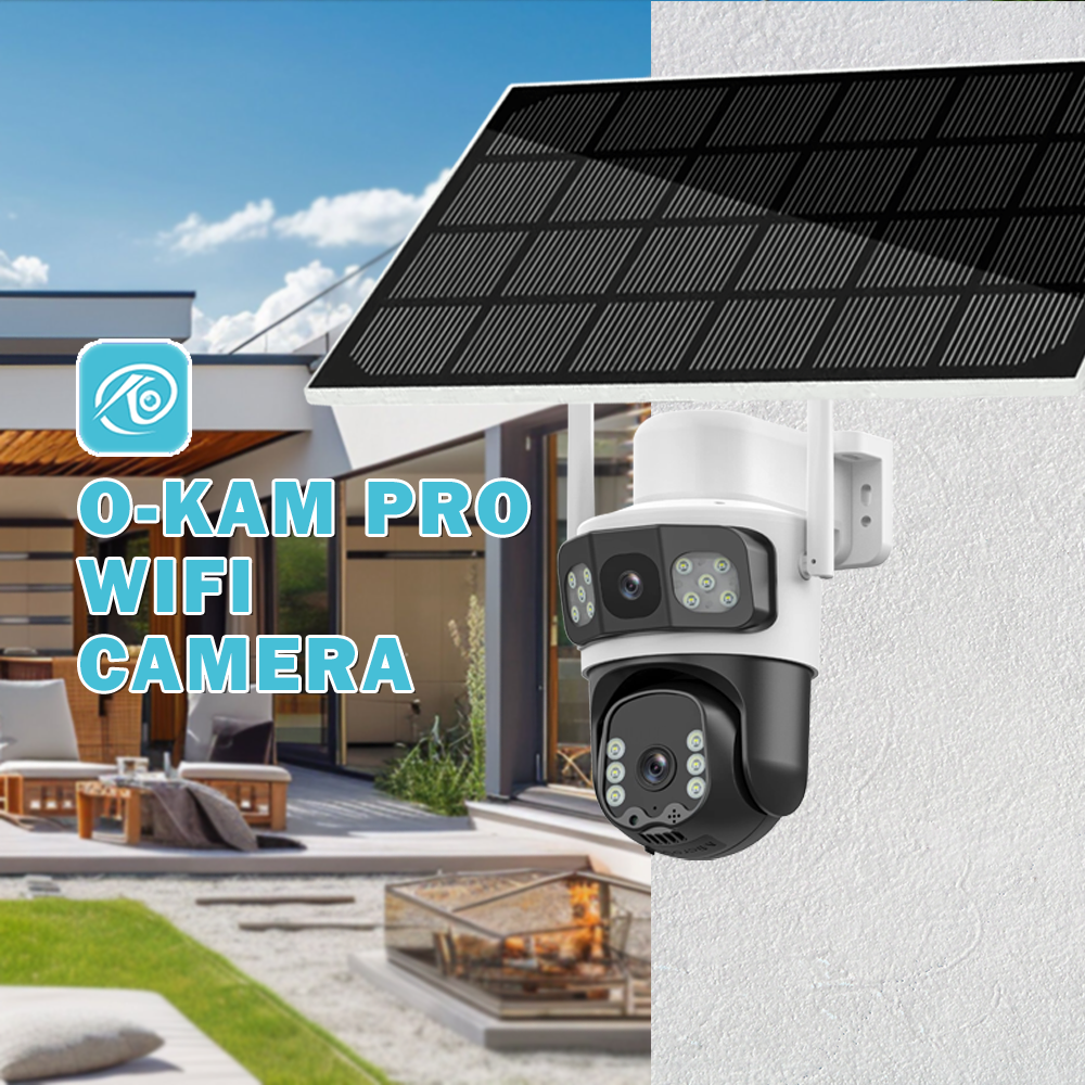 O-KAM 3.5 Inch WiFi Solar Powered PTZ Camera 2MP+2MP with 4G Network 3 Screens Low-Power Cloud Data Storage Asia Pacific Version