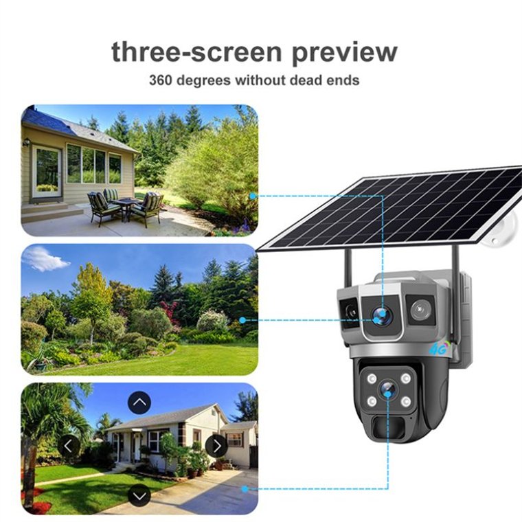 Rscamtom Full Color Night Vision 4G Solar Camera with 8W Solar Panel Night Vision Full Color WiFi Rscamtom Pro v380