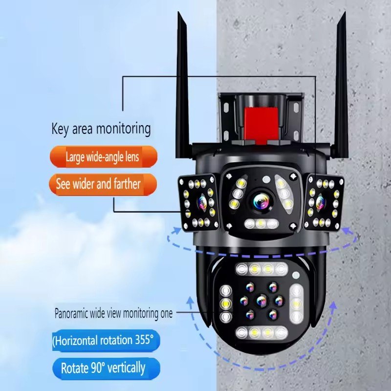 solar camera 4G V360PRO Three eyes and two pictures outdoor solar closed circuit TV PTZ camera 1080P Card 32G
