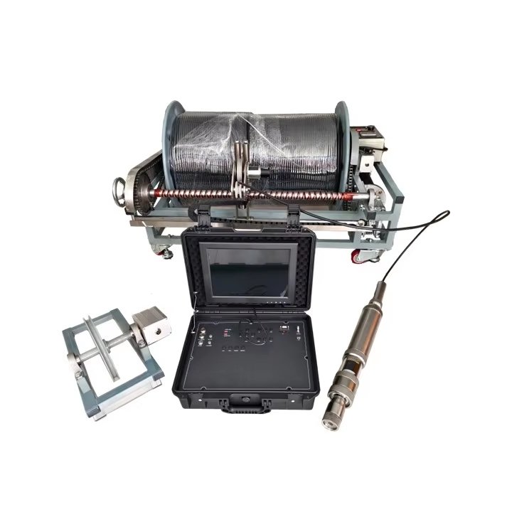 100m Well Camera for Pipe Inspection 73mm Dual Cameras Electric Standard Model with Cable Routing Deep Well Inspection Camera