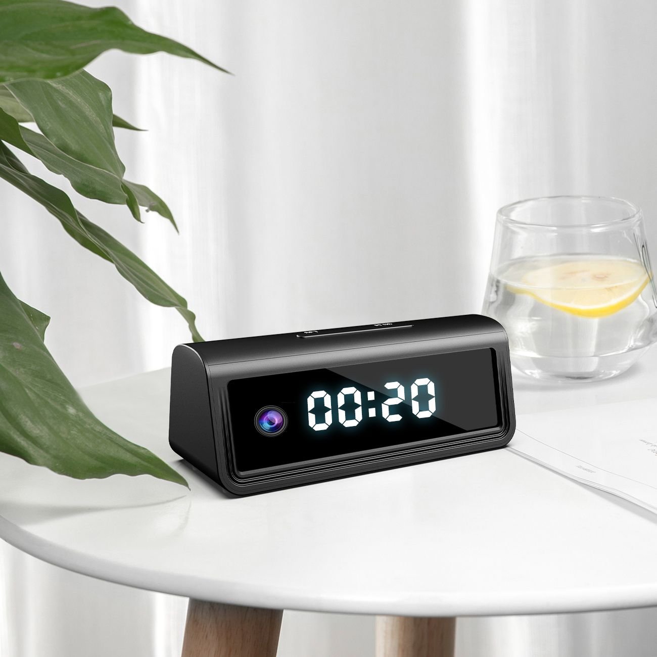 2MP WIFI Camera Speaker Clock with Night Vision Motion Detection Remote Viewing Camcorder for Home Security Camera
