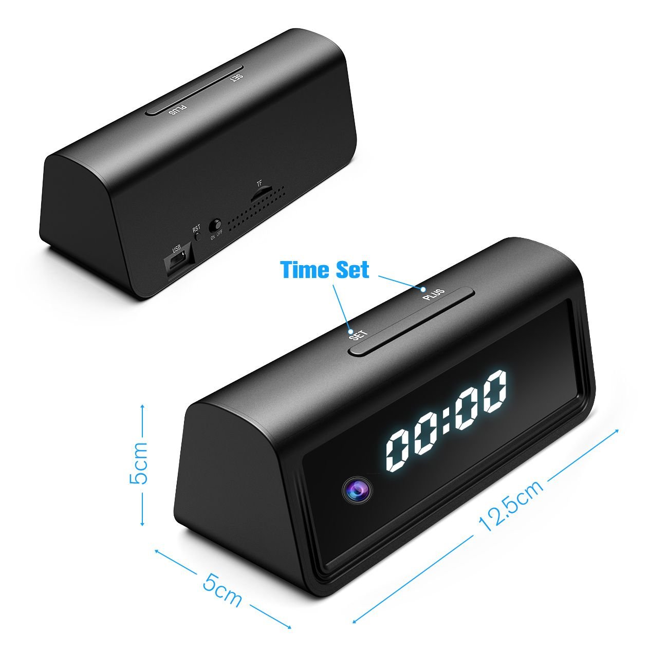 2MP WIFI Camera Speaker Clock with Night Vision Motion Detection Remote Viewing Camcorder for Home Security Camera