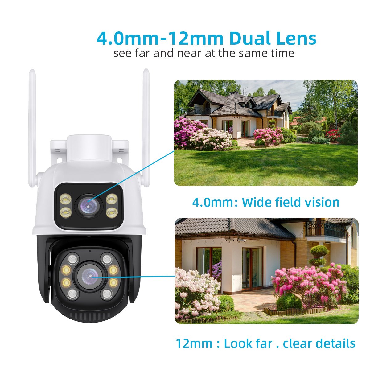 Icsee Wifi Camera 6MP Dual Lens ptz WIFI Camera Outdoor Human Auto Tracking Wireless Security WIFI Camera Night Vision