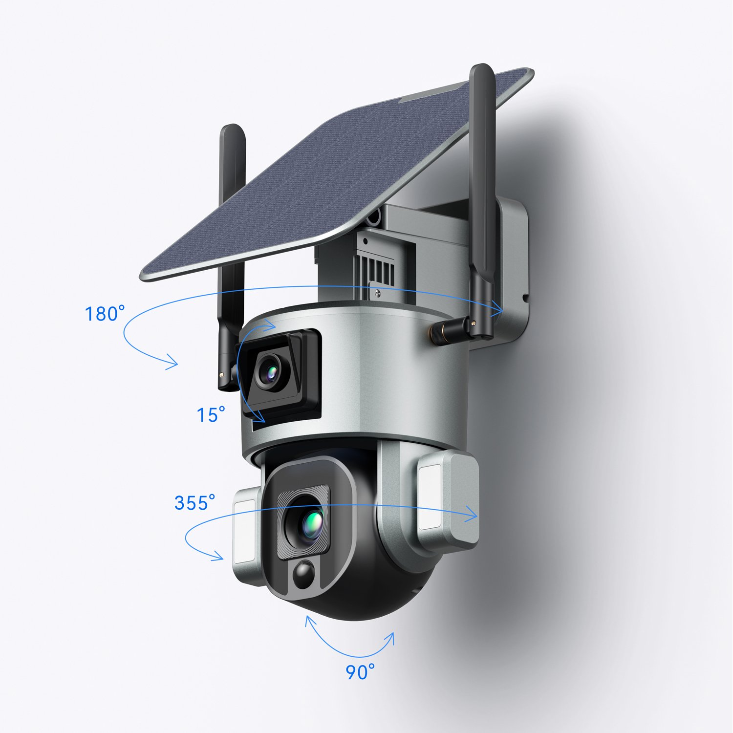 Dual Lens Network Wireless 360 Degree Solar Powered System Panel CCTV Outdoor Remote Security 8MP 4G Solar Camera