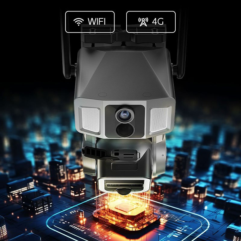 Y7A HD Full Color Night Vision Trinocular Solar IP Camera Outdoor Waterproof PTZ Remote wifi Wireless