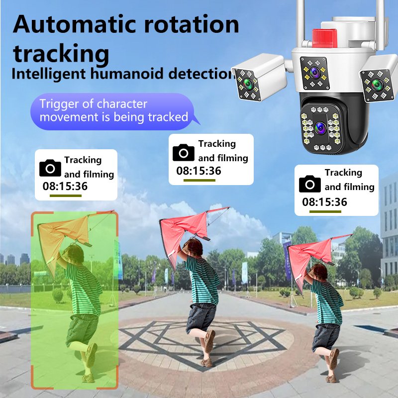 Wistino 9MP three lens wireless cameras wifi 360 degree all round home protection wifi security camera