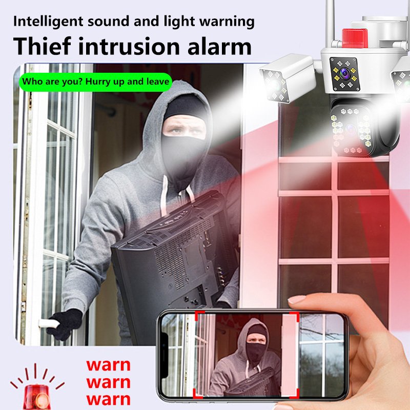 Wistino 9MP three lens wireless cameras wifi 360 degree all round home protection wifi security camera