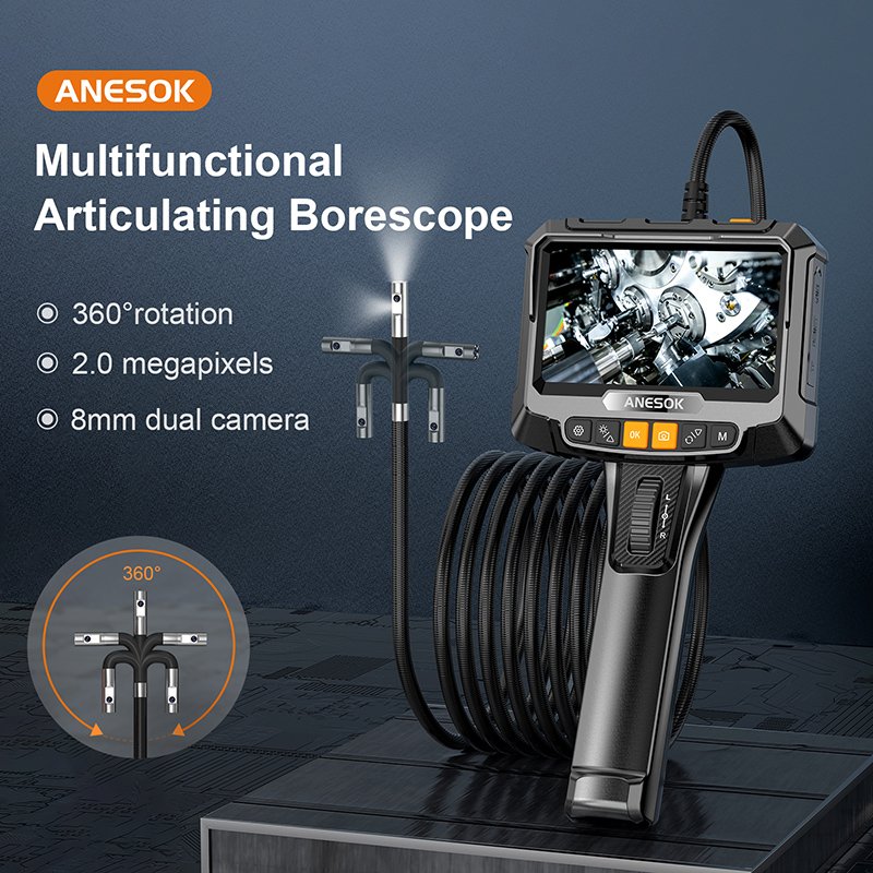 Wholesale HD 1080P Steering Videoscope Temperature Control 2 Way Dual Lens Industrial Snake Tube Joystick Borescope