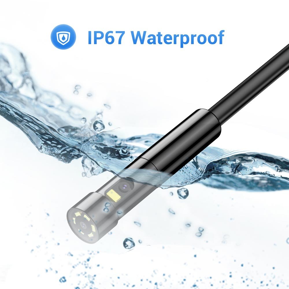Dual Lens Industrial Endoscope Camera Snake 1080P Borescope Inspection with 7 LED Lights IP67 Waterproof Sewer Ios Cam PQ310