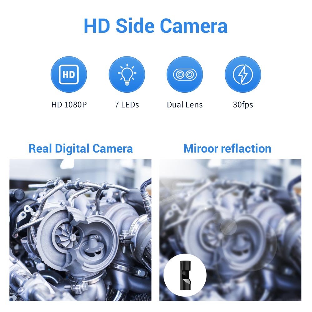 Dual Lens Industrial Endoscope Camera Snake 1080P Borescope Inspection with 7 LED Lights IP67 Waterproof Sewer Ios Cam PQ310