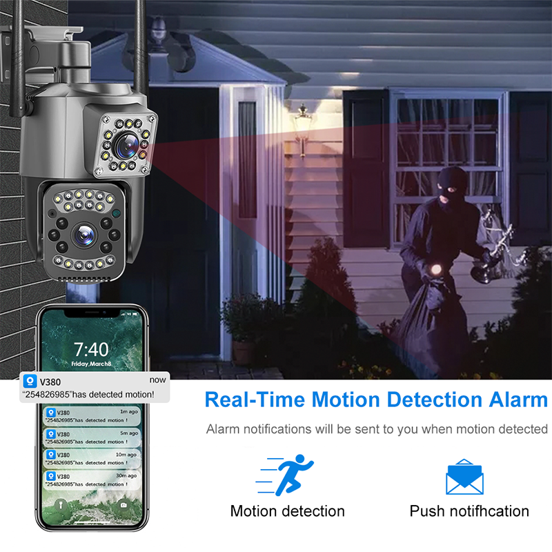 Rscamtom V380 ip camera outdoor mini 4G PTZ camera HD 8MP wireless B3 Band3 1800 CCTV 4G IP PTZ camera