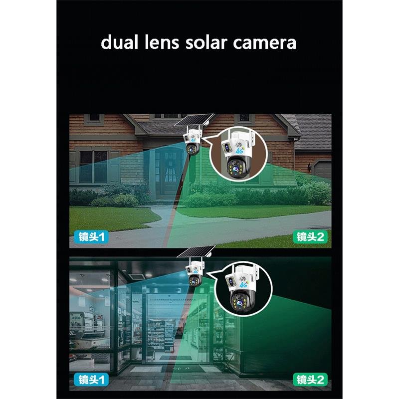 ptz solar camera wifi 4g solar trail camera dual lens solar security camera with solar panel