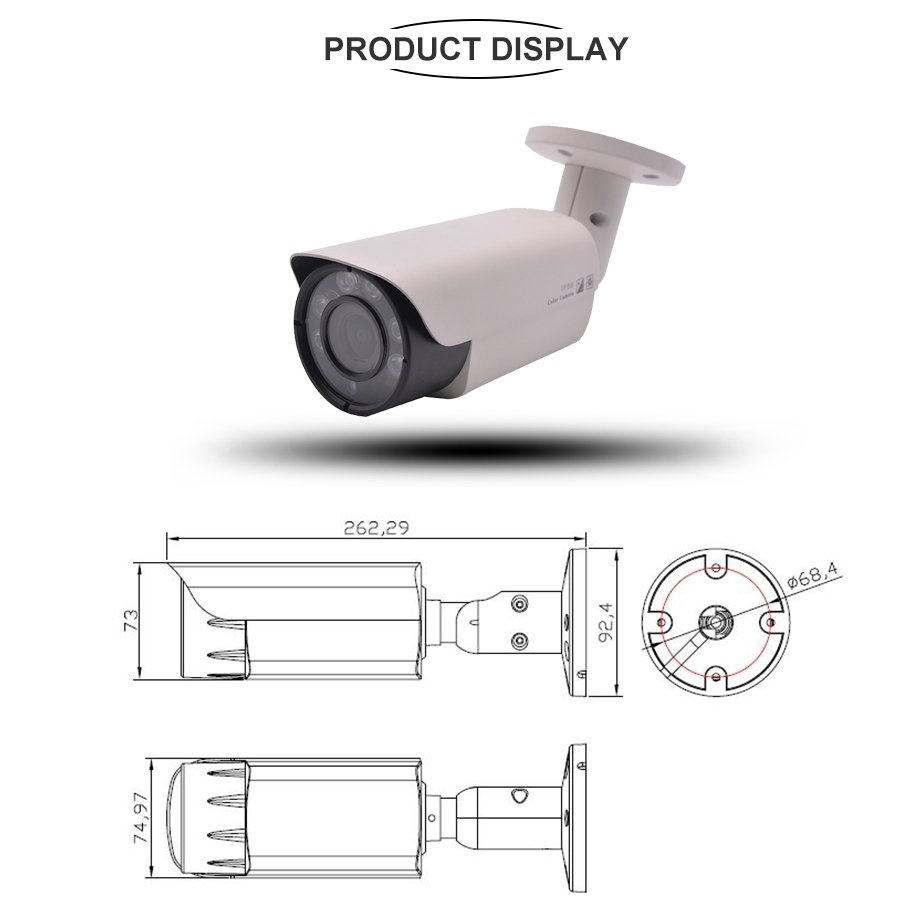 Logo print full metal bullet camera 2.8-12MM varifocal lens 6MP 25FPS POE Network camera 40M IR night vision Mic HIK Plug Play