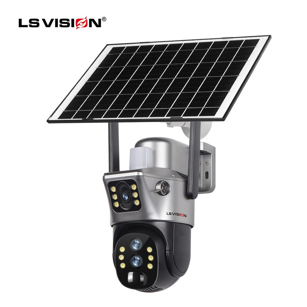 LS VISION 2K Outdoor Camera 10X Optical Zoom with Audio PTZ Three Lenses Two Screens Indoor/outdoor WIFI 4g solar Camera