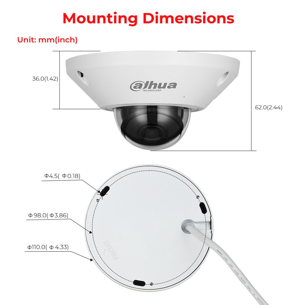 Dahua 8mp 12MP Smart IR Panoramic Face Detection Built-in Mic and speaker Fisheye CCTV IP POE WizMind Metal Network Camera