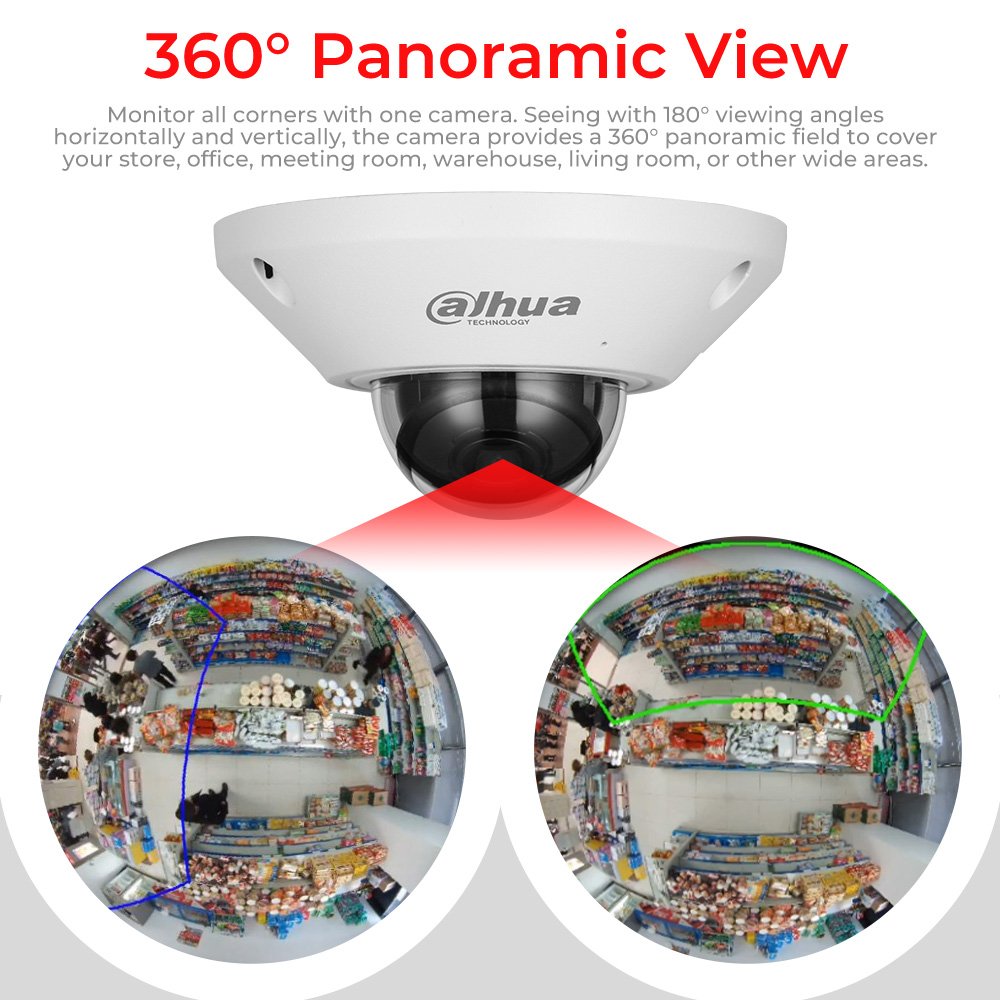 Dahua 8mp 12MP Smart IR Panoramic Face Detection Built-in Mic and speaker Fisheye CCTV IP POE WizMind Metal Network Camera