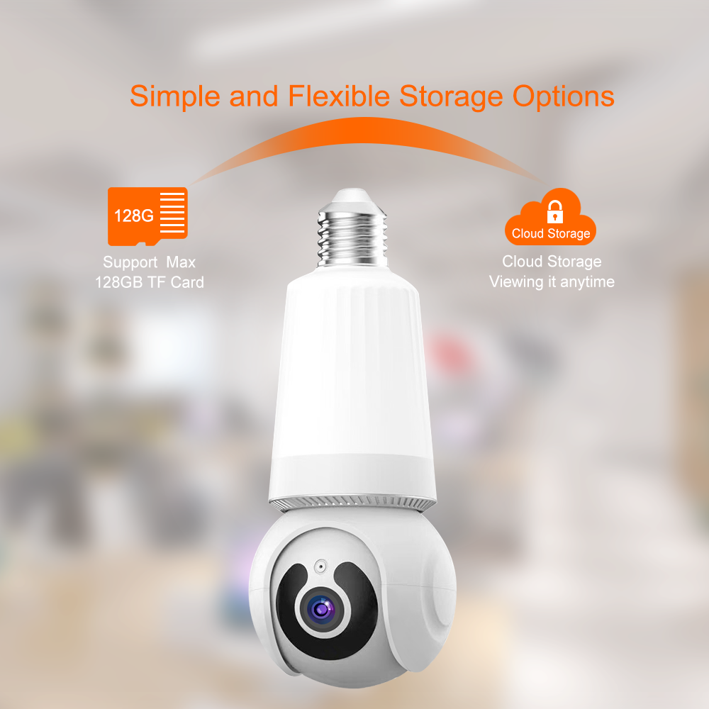 3MP WIFI V380 Indoor Wireless Bulb Camera Security IP Network Camera with Full Color Night Vision Two-way Voice Alarm