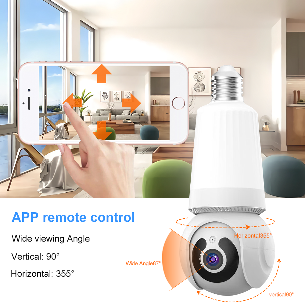 3MP WIFI V380 Indoor Wireless Bulb Camera Security IP Network Camera with Full Color Night Vision Two-way Voice Alarm