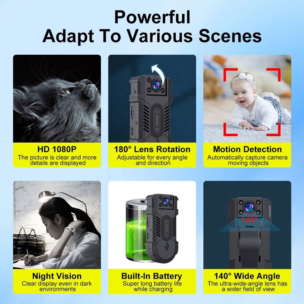 QZT Night Vision Hd Resolution Camera Sd Card 1080p Security back clip Mini Camera