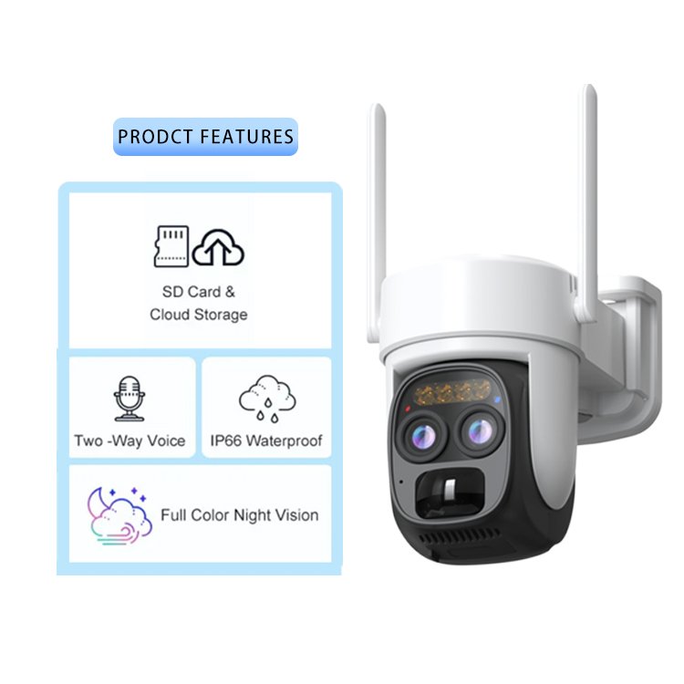 Smart home AI human detection Wifi Network Camera IP CCTV Speed Dome PTZ camera outdoor Network Solar Battery dual lens Camera