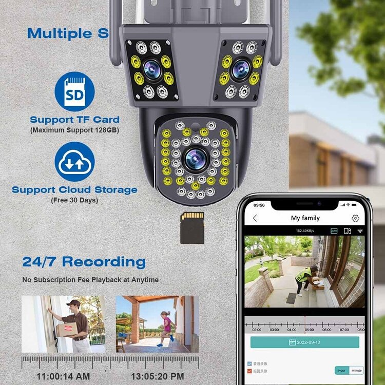 Hot Selling IPC360 12MP 3-Lens CCTV Camera Home Smart Indoor Wireless Wifi Network IP66 Waterproof APP CMOS P2P Connectivity