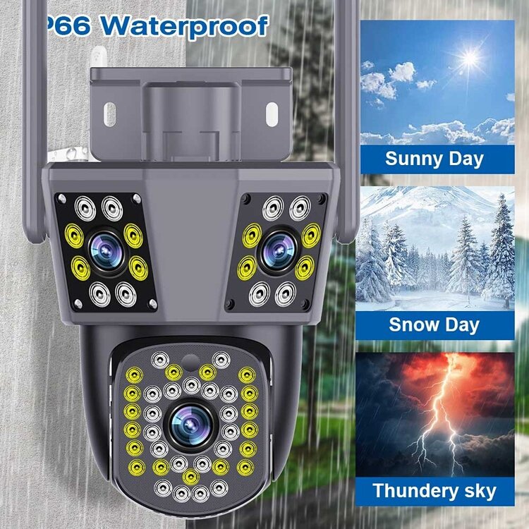 Hot Selling IPC360 12MP 3-Lens CCTV Camera Home Smart Indoor Wireless Wifi Network IP66 Waterproof APP CMOS P2P Connectivity