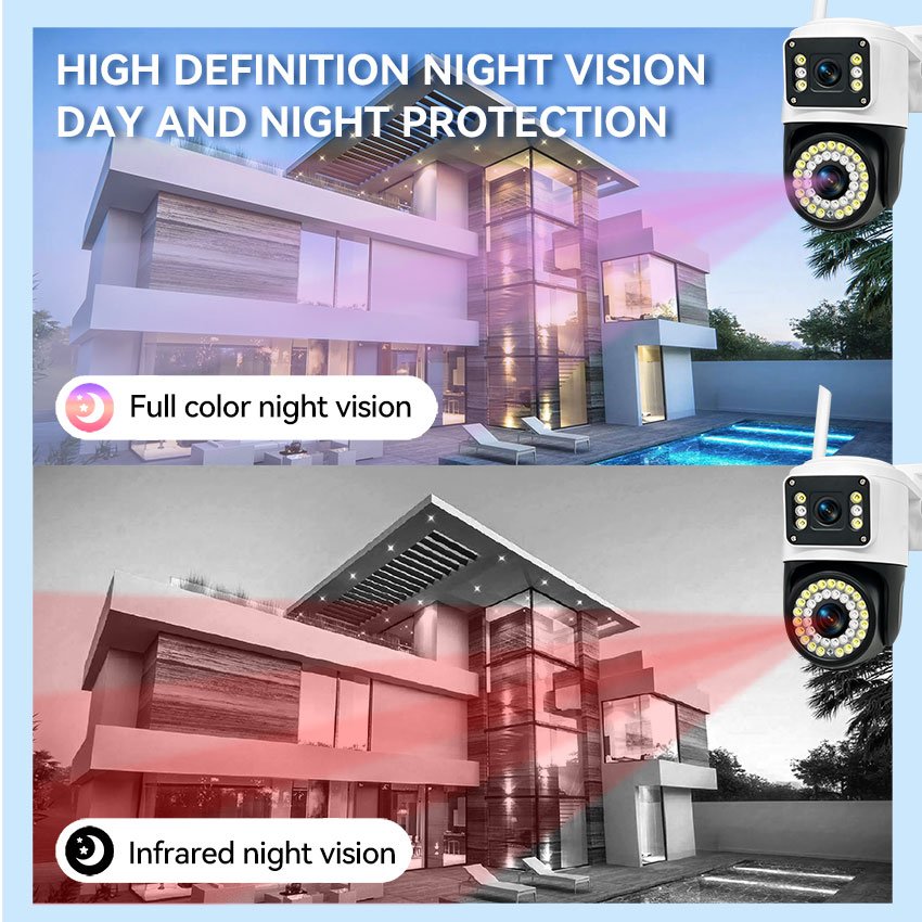 Factory wholesale Dual Lens 2k Waterproof 4mp Cctv Ip Camera Ptz Wifi Dual Lens 360 Ultra Wide Angle Security Outdoor Ip Camera