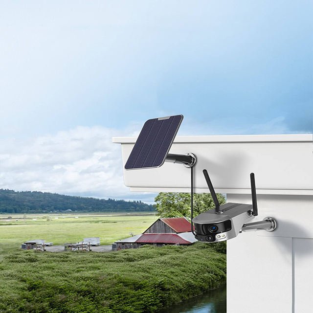 JORTAN Solar Panel 4G Wifi Security Camera 8MP 4K Dual Lens Bullet Camera,rechargeable Battery IP Indoor Camera H.265 Niview