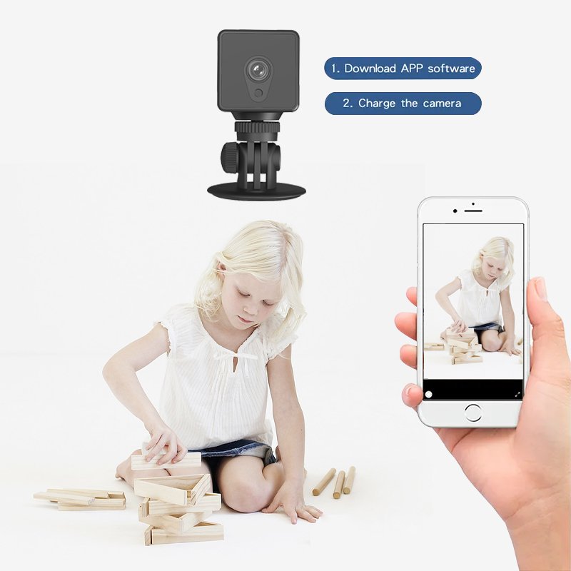 Home S1T One-Way Audio Built-in Battery Mini Camera Wi-Fi Night Vision Motion Detection Sport Camera