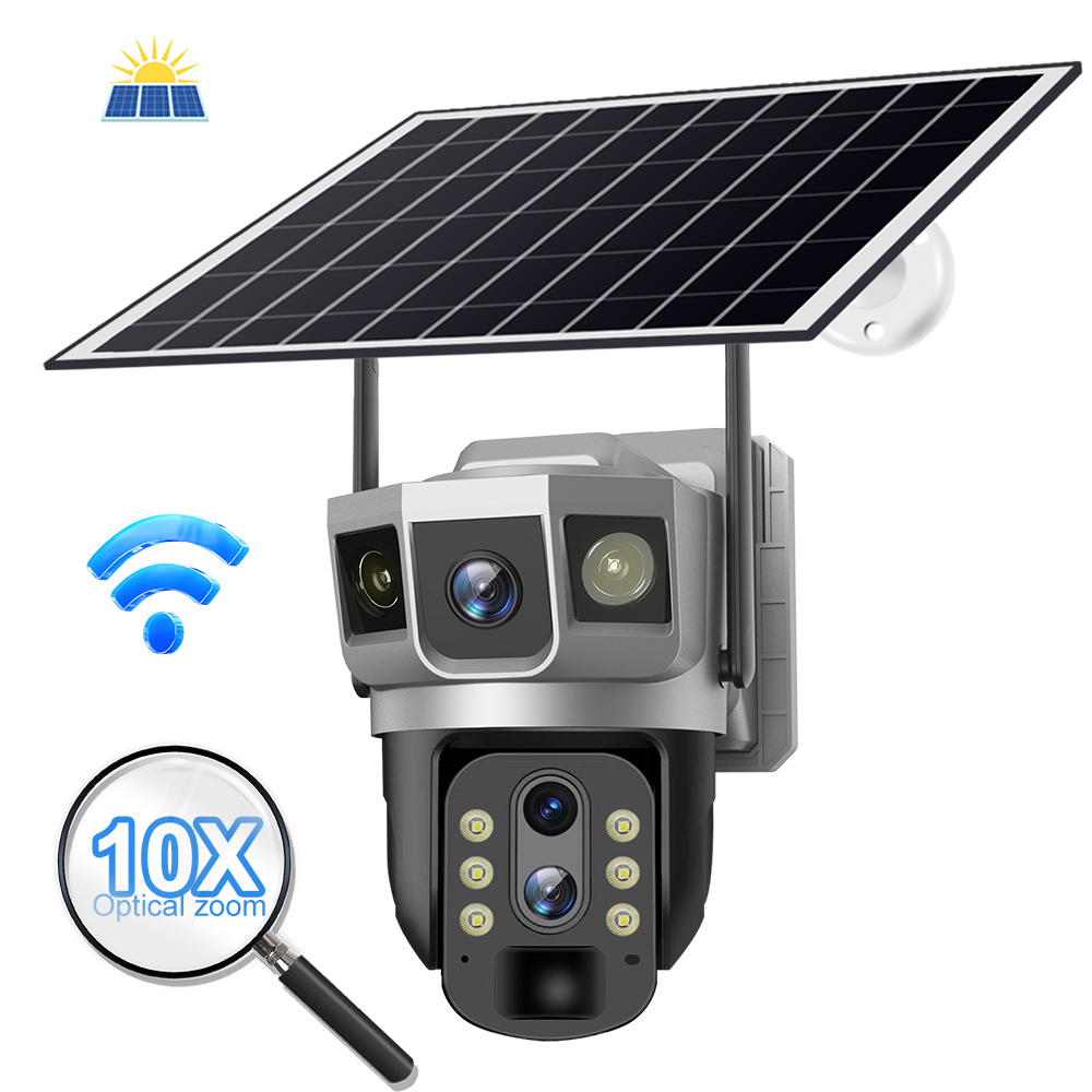 Dual Lens Outdoor Security Solar Powered Security Network Ip Solar Panel Camera