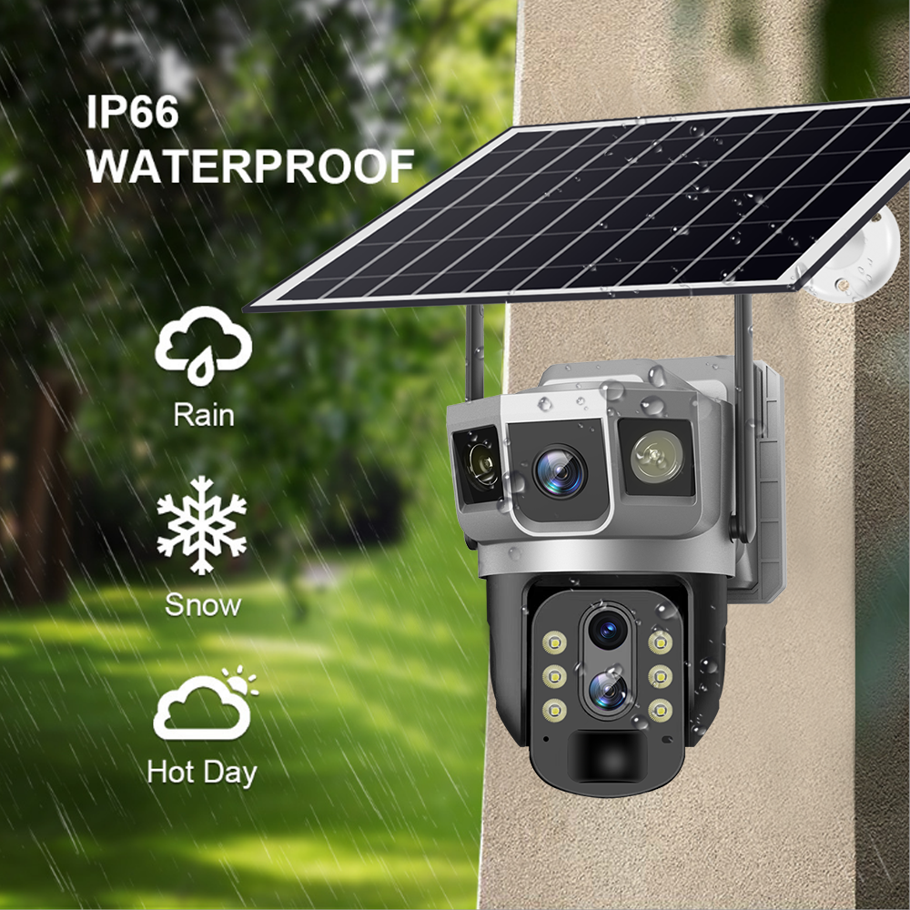 Dual Lens Outdoor Security Solar Powered Security Network Ip Solar Panel Camera