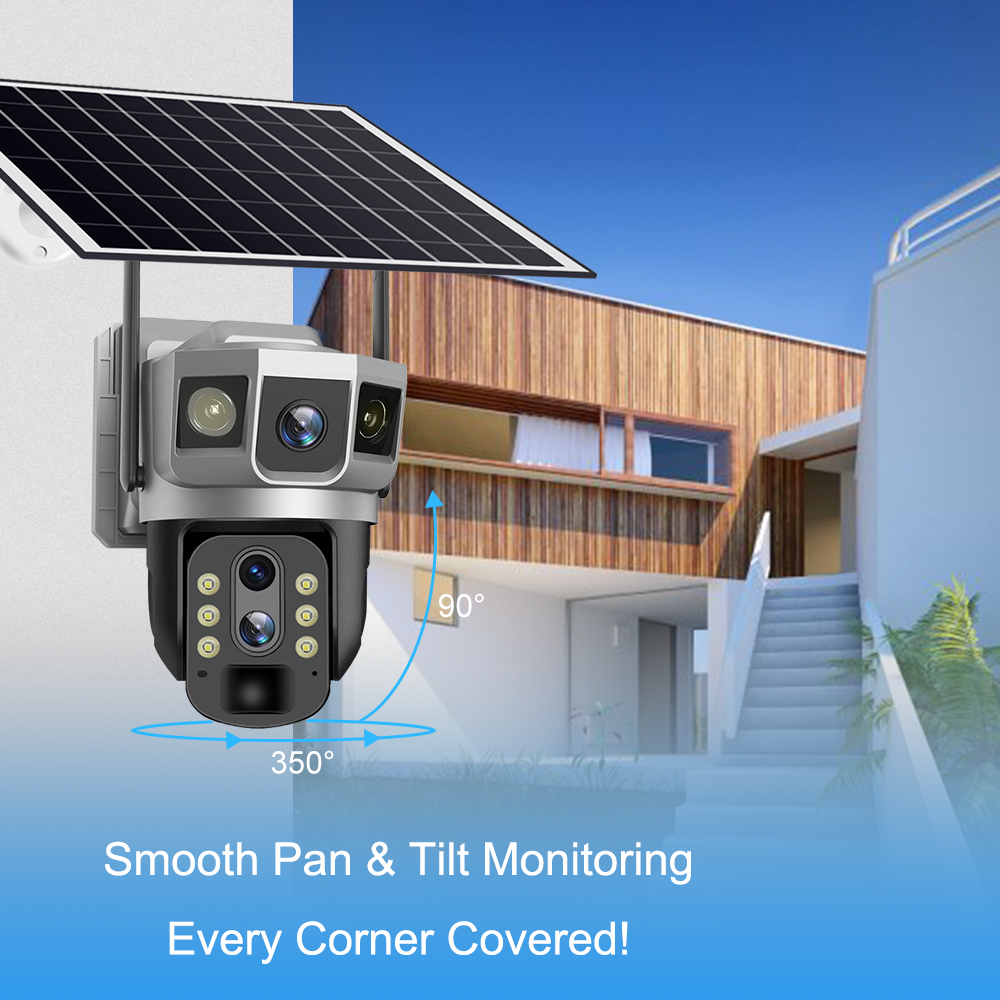 Dual Lens Outdoor Security Solar Powered Security Network Ip Solar Panel Camera