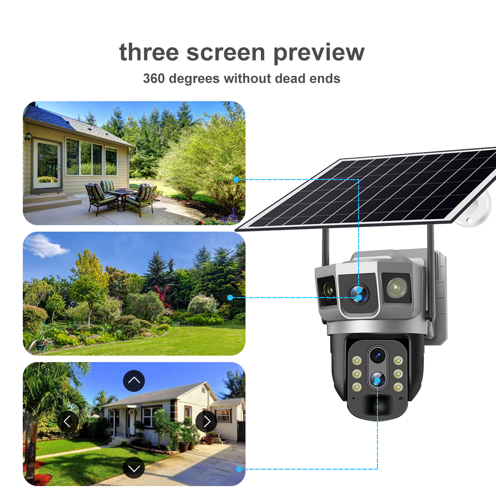 Dual Lens Outdoor Security Solar Powered Security Network Ip Solar Panel Camera