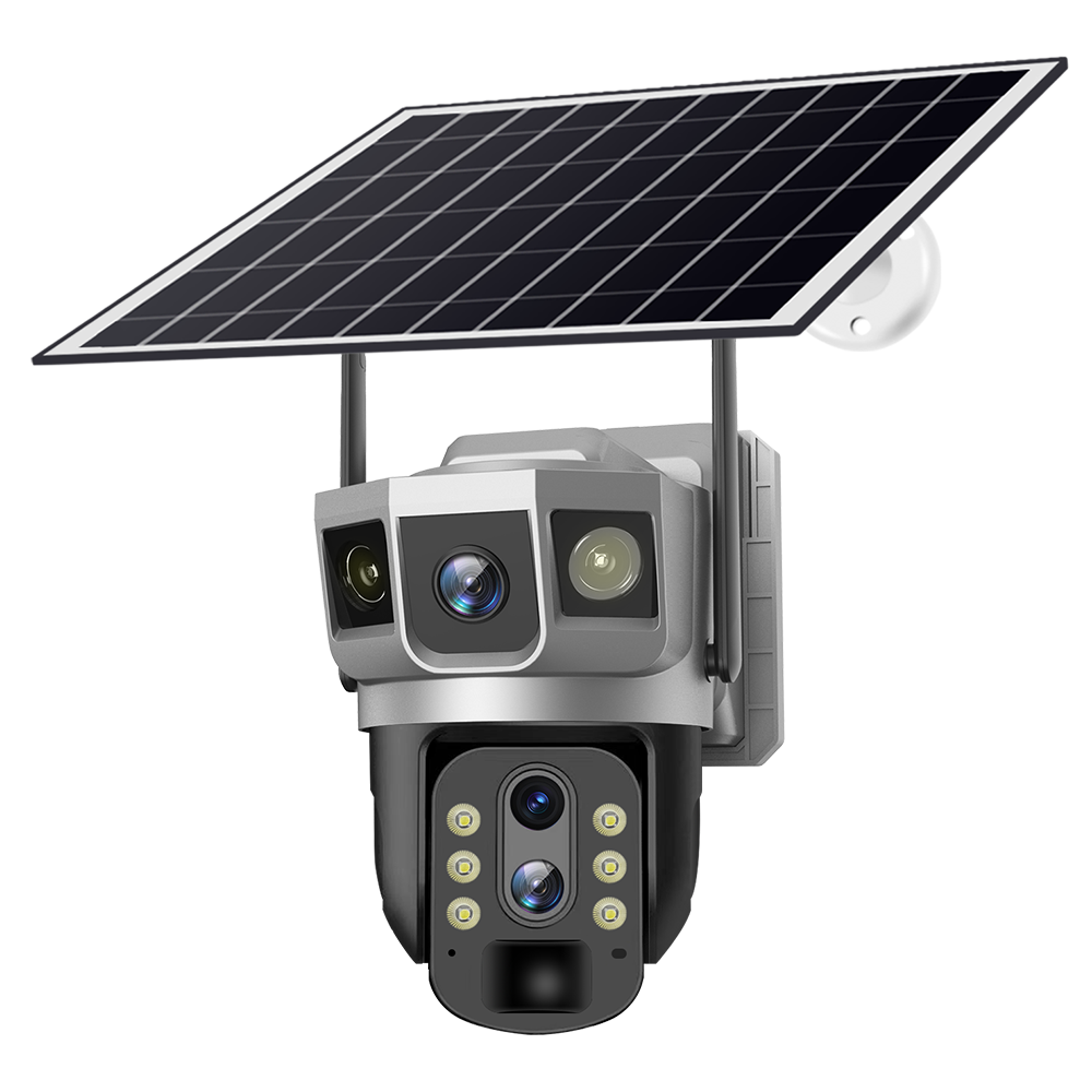 Dual Lens Outdoor Security Solar Powered Security Network Ip Solar Panel Camera