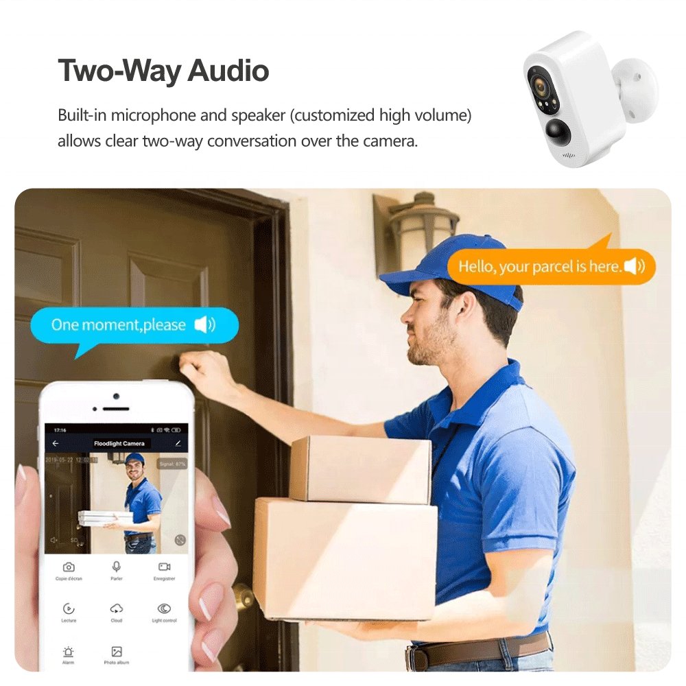 Factory Price Tuya Smart 3.0MP HD Waterproof Battery Camera WiFi Night Vision Solar Outdoor PST-SDW-2-S