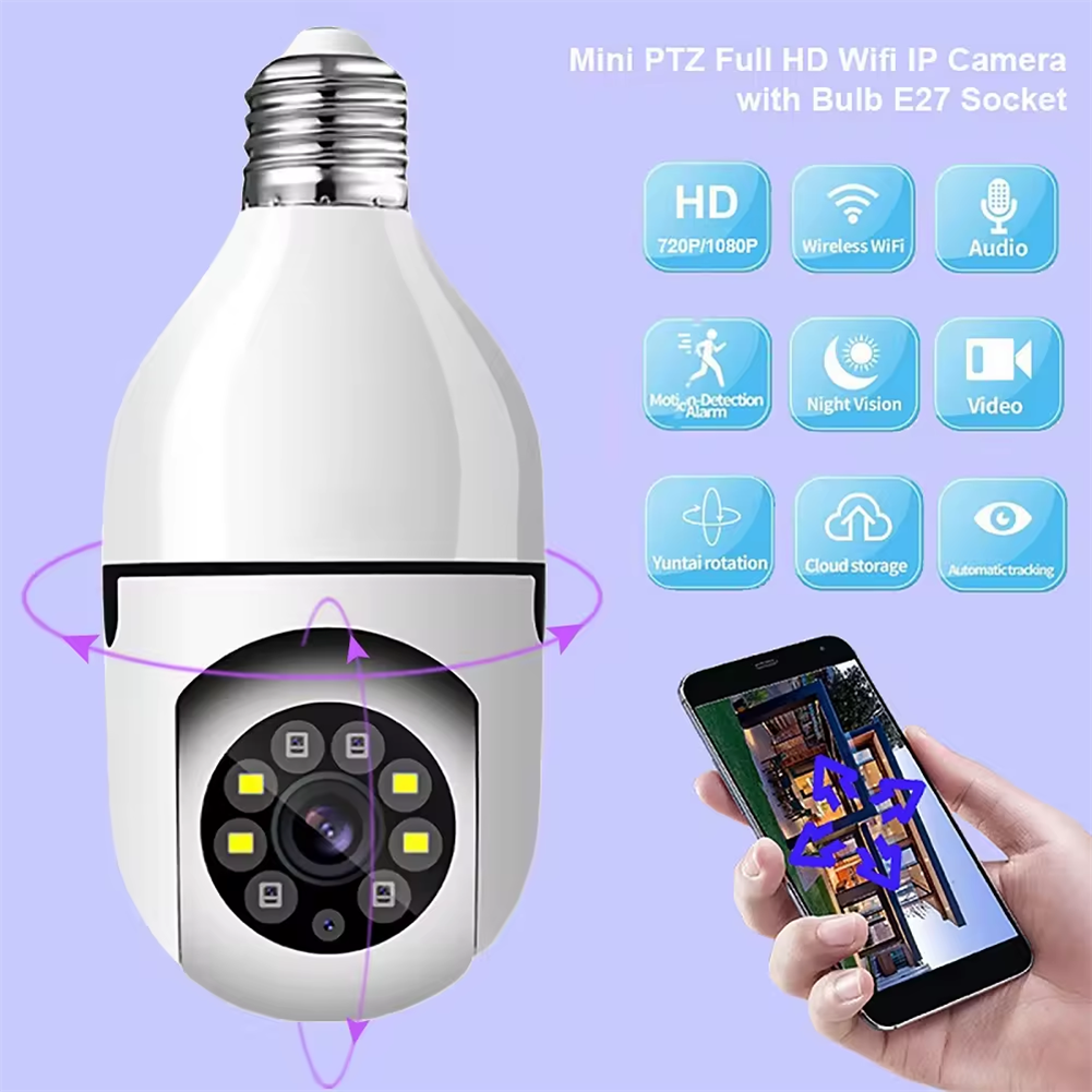 V380 Pro House Small Wireless Camera Cctv Security HD 1080P PTZ Wifi LED Bulb Motion Detection Talkback Security System