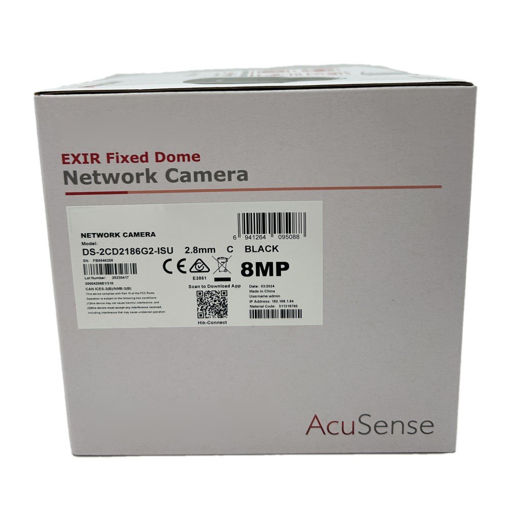 HIK 4K Acusense Fixed Dome Network Camera DS-2CD2186G2-ISU