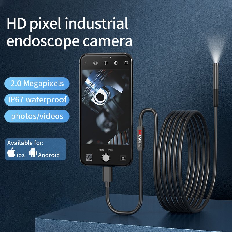 W300 Wi-Fi 3 in 1 USB Endoscope IP67 Waterproof Endoscope Industria Pipe Camera 1080P HD Type-C USB-iOS Compatible Phone/Tablets
