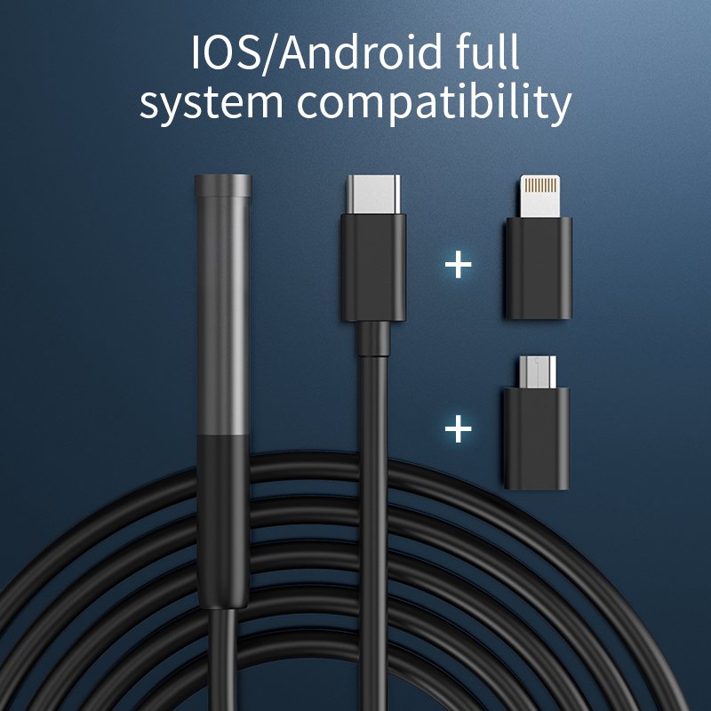 W300 Wi-Fi 3 in 1 USB Endoscope IP67 Waterproof Endoscope Industria Pipe Camera 1080P HD Type-C USB-iOS Compatible Phone/Tablets