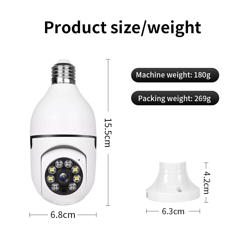 Bulb Camera PTZ 360 E27 Lamp Cap Mini IP Wireless Automatically Tracking 4MP Resolution Indoor/Outdoor 4G Network Alarm Lens