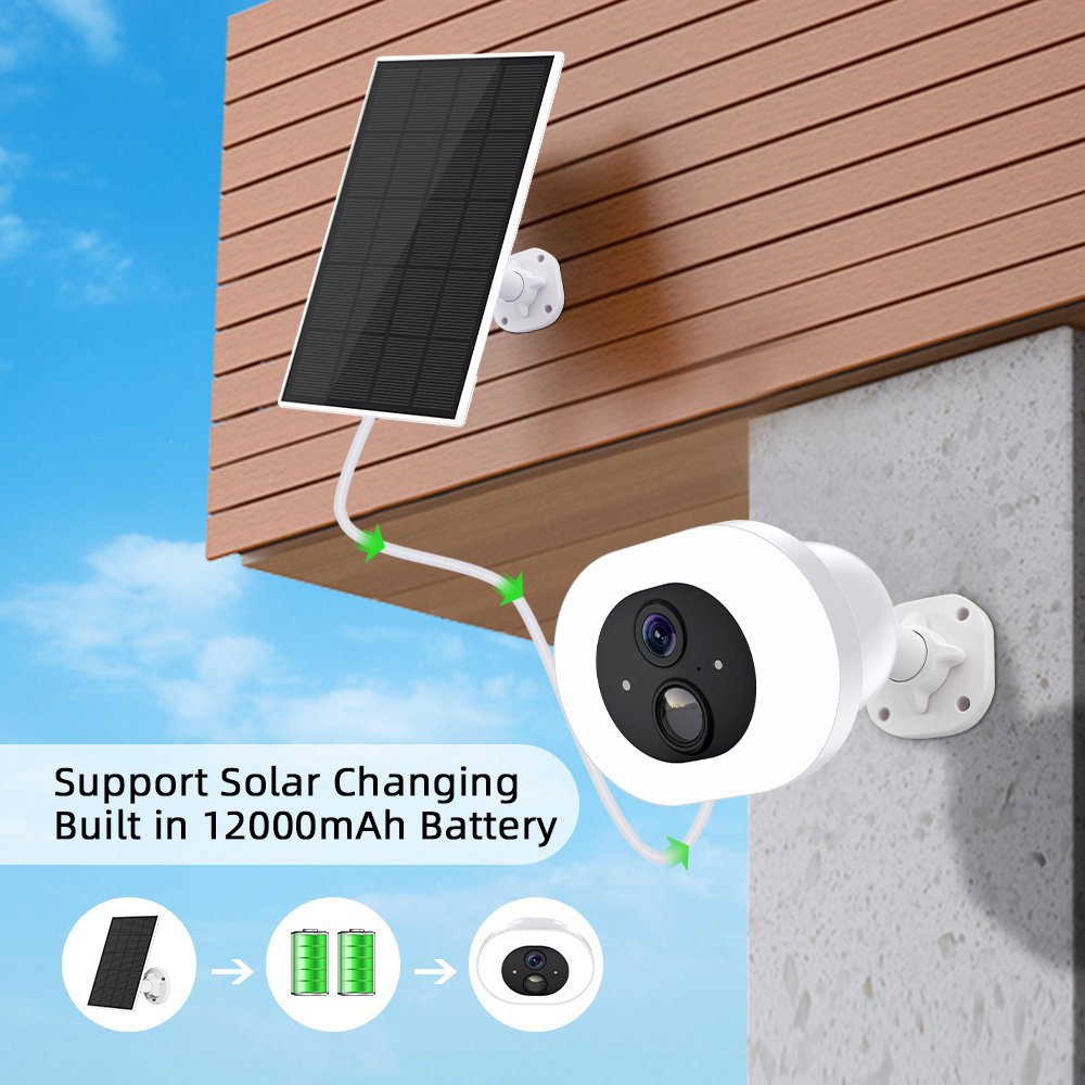 4MP HD Dual lens Motion Detect Auto Tracking Solar Camera Outdoor 12000mah Low-Power Battery Network Camera