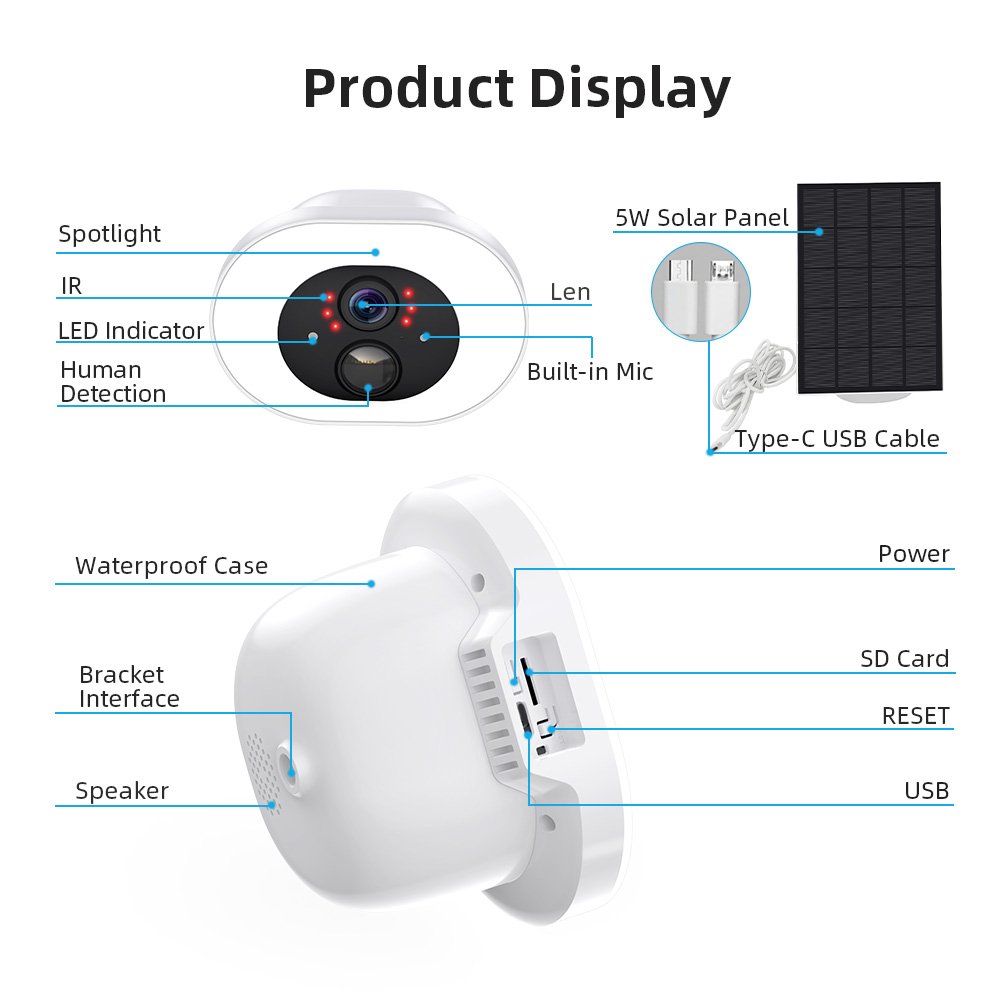 4MP HD Dual lens Motion Detect Auto Tracking Solar Camera Outdoor 12000mah Low-Power Battery Network Camera
