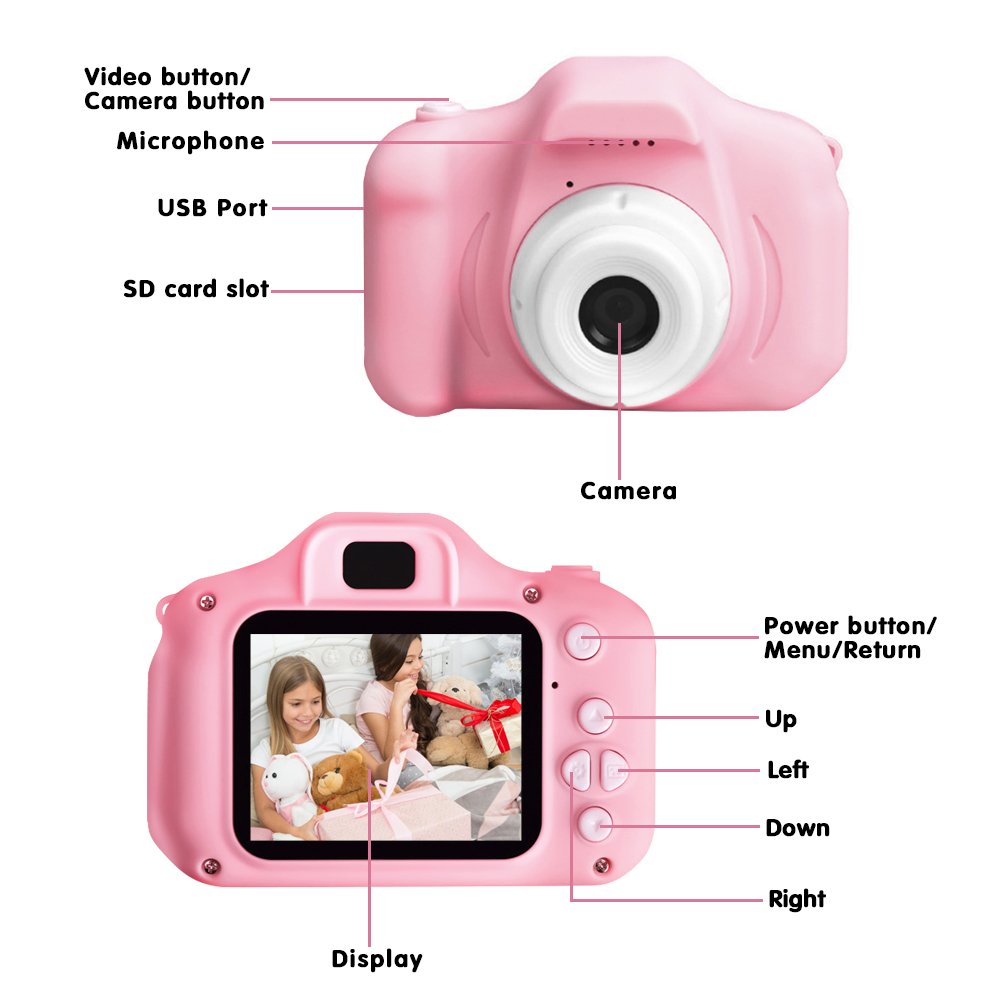 Hot selling 1080P 2.0 inch screen cute electronic kids gift toy camera Dula lens mini Digital Kids Camera X2