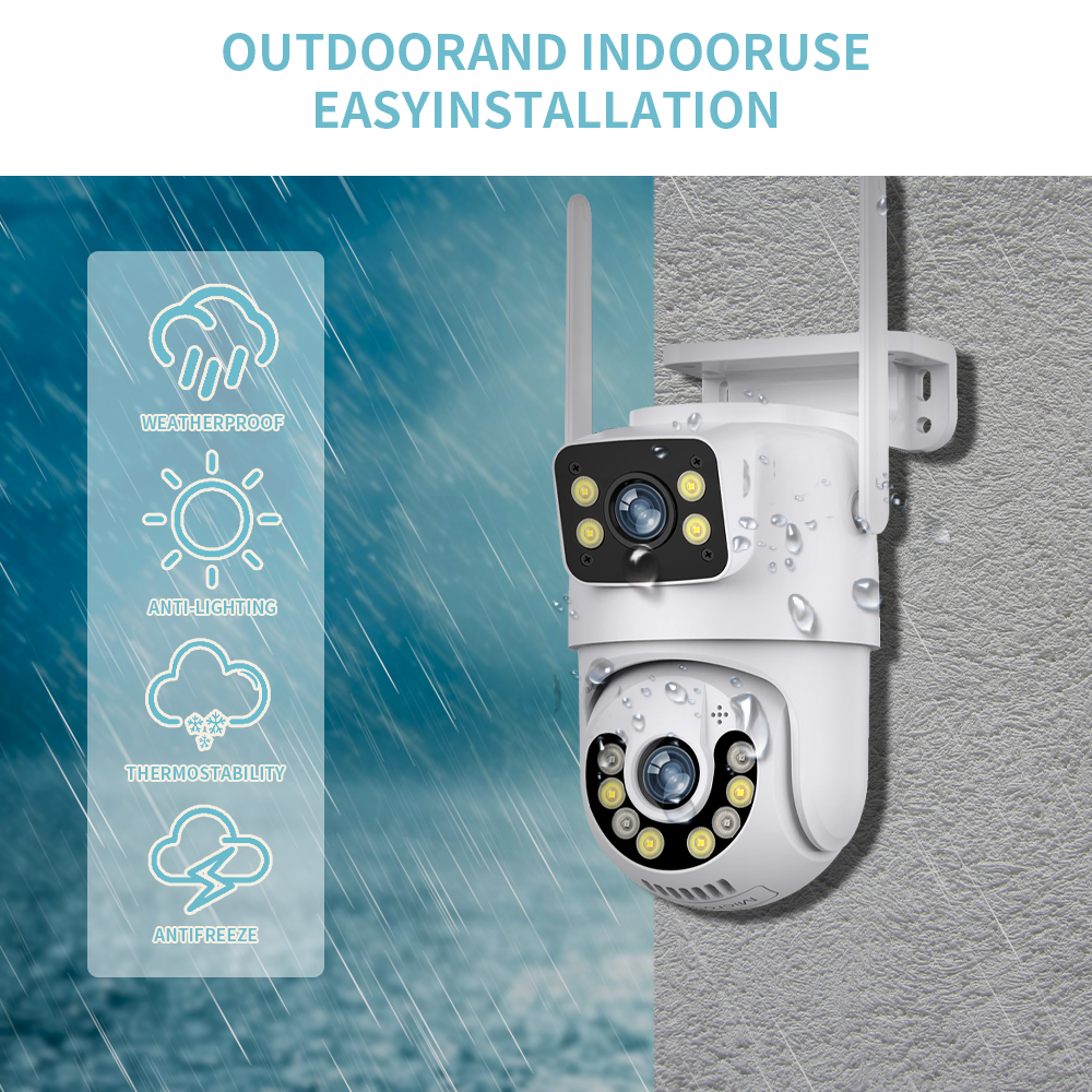 ICSEE Dual Lens CCTV Network Dome Camera Indoor Security Night Vision Supervisory Tracking WIFI Box Supervisory Day SD Card