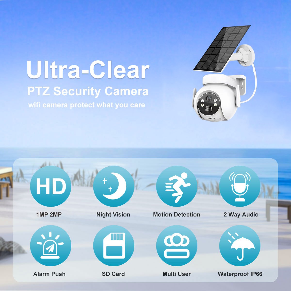 V380 3MP 4G Solar-Powered Outdoor CCTV Surveillance Camera Full Color Night Vision AI Motion Detection 2-Way Audio PTZ IP