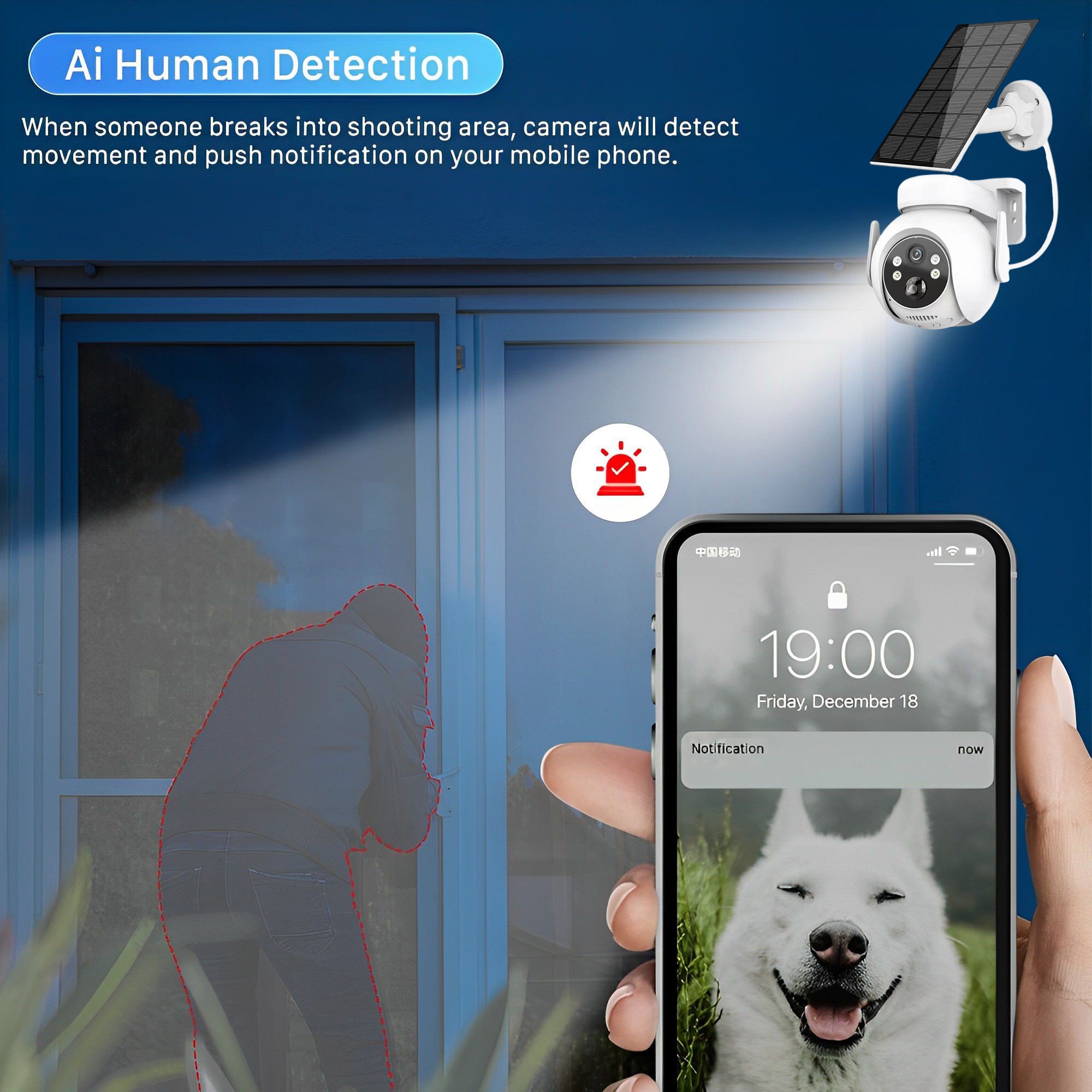 V380 3MP 4G Solar-Powered Outdoor CCTV Surveillance Camera Full Color Night Vision AI Motion Detection 2-Way Audio PTZ IP