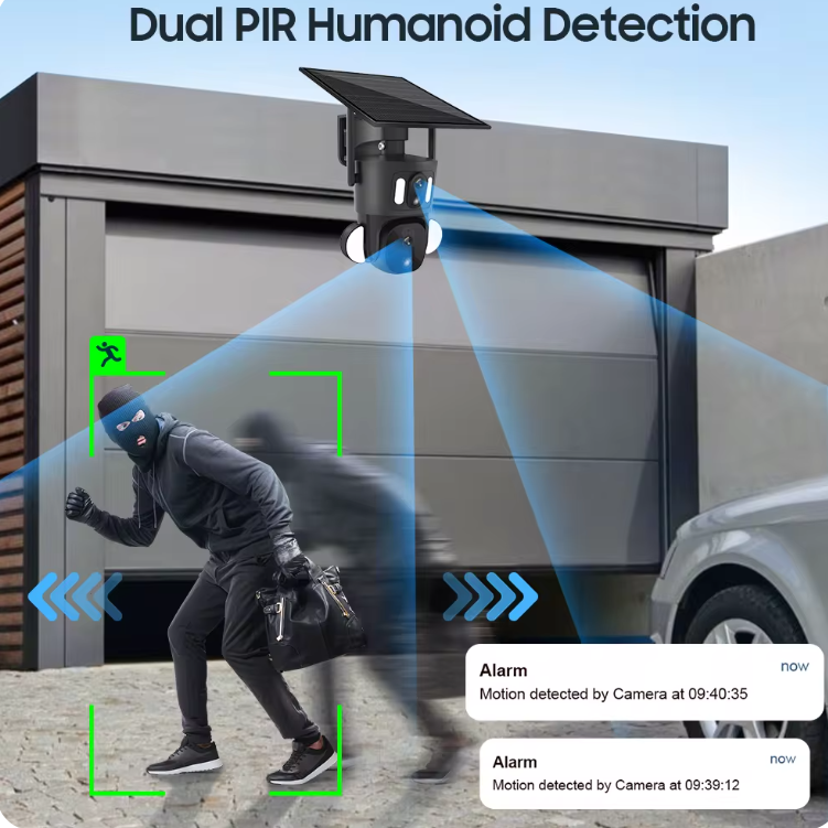 Ubox Human detect Viewing Dual lens Outdoor Cameras Surveillance Waterproof 4G GSM Wifi Network PTZ Solar Camera CCTV Security