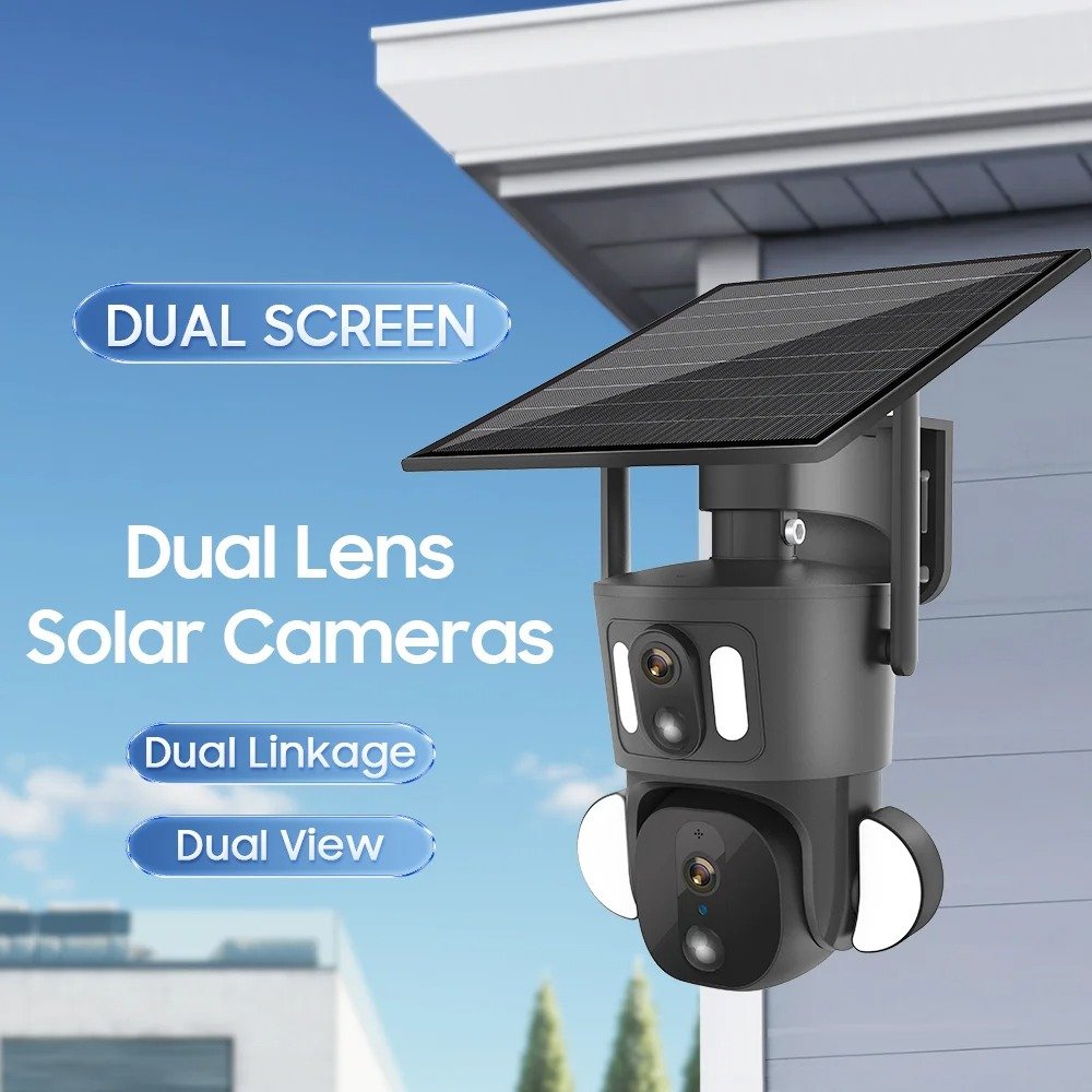 Ubox Human detect Viewing Dual lens Outdoor Cameras Surveillance Waterproof 4G GSM Wifi Network PTZ Solar Camera CCTV Security