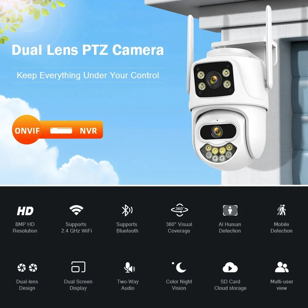 SWGJ Sale Best Selling Dual Lens Network Camera 8MP Pixel Night Vision Full Color Outdoor Wifi Security Camera