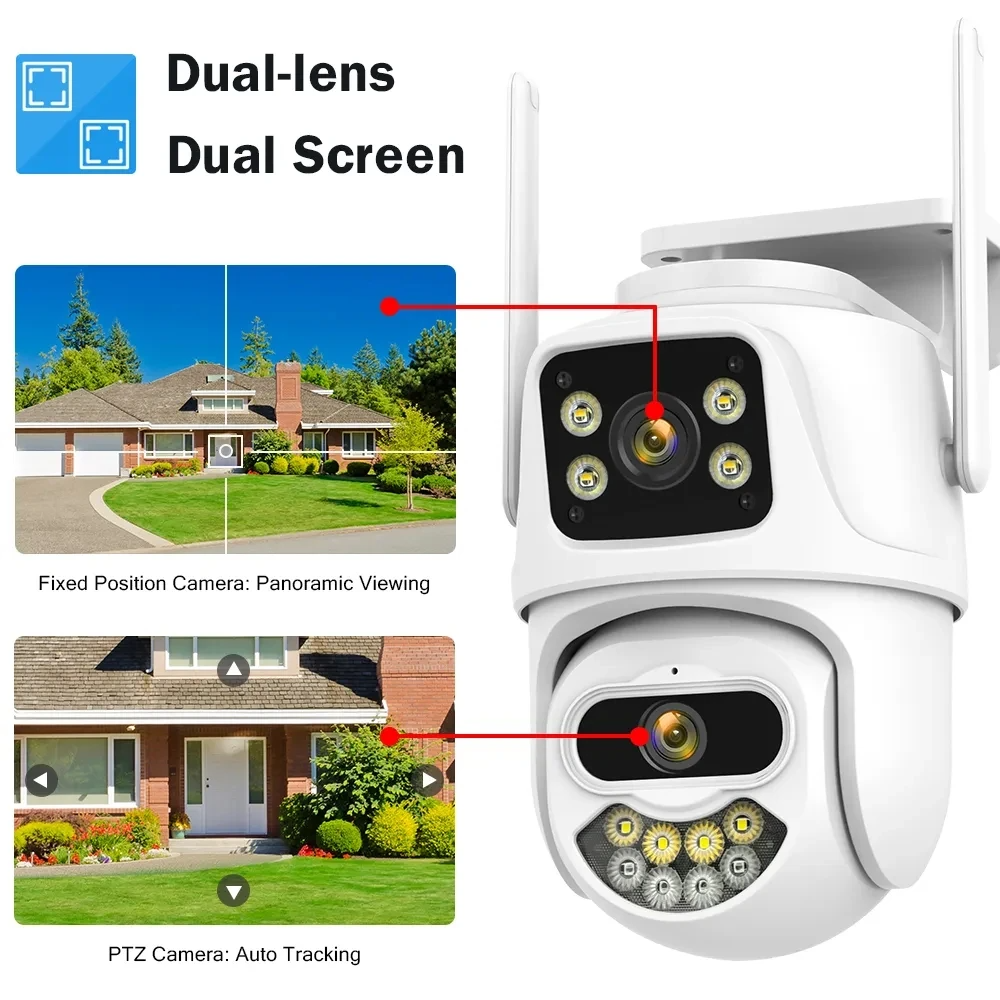 SWGJ Sale Best Selling Dual Lens Network Camera 8MP Pixel Night Vision Full Color Outdoor Wifi Security Camera